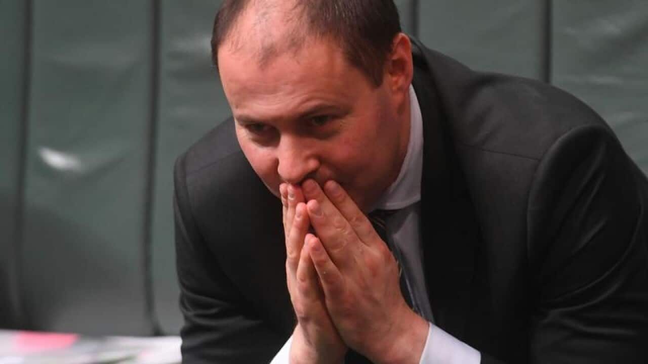 Josh Frydenberg reacts during House of Representatives Question Time.