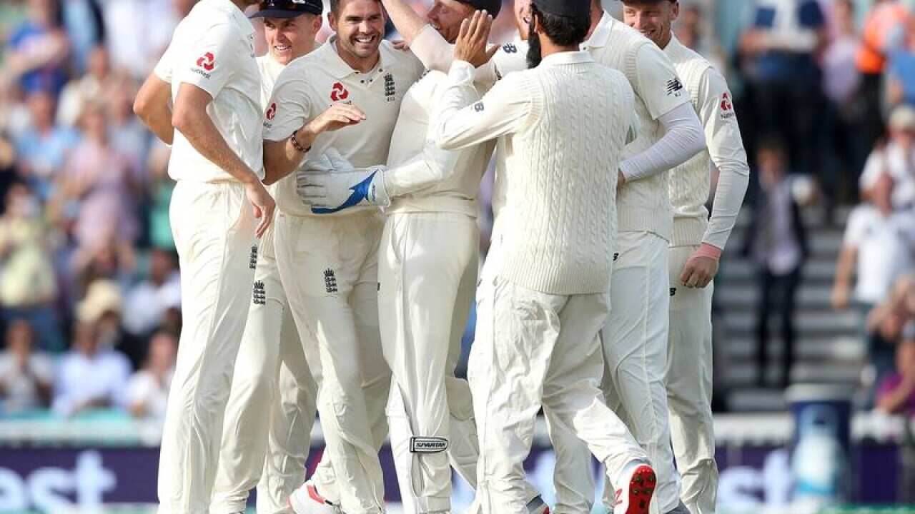 England cricketers celebrating