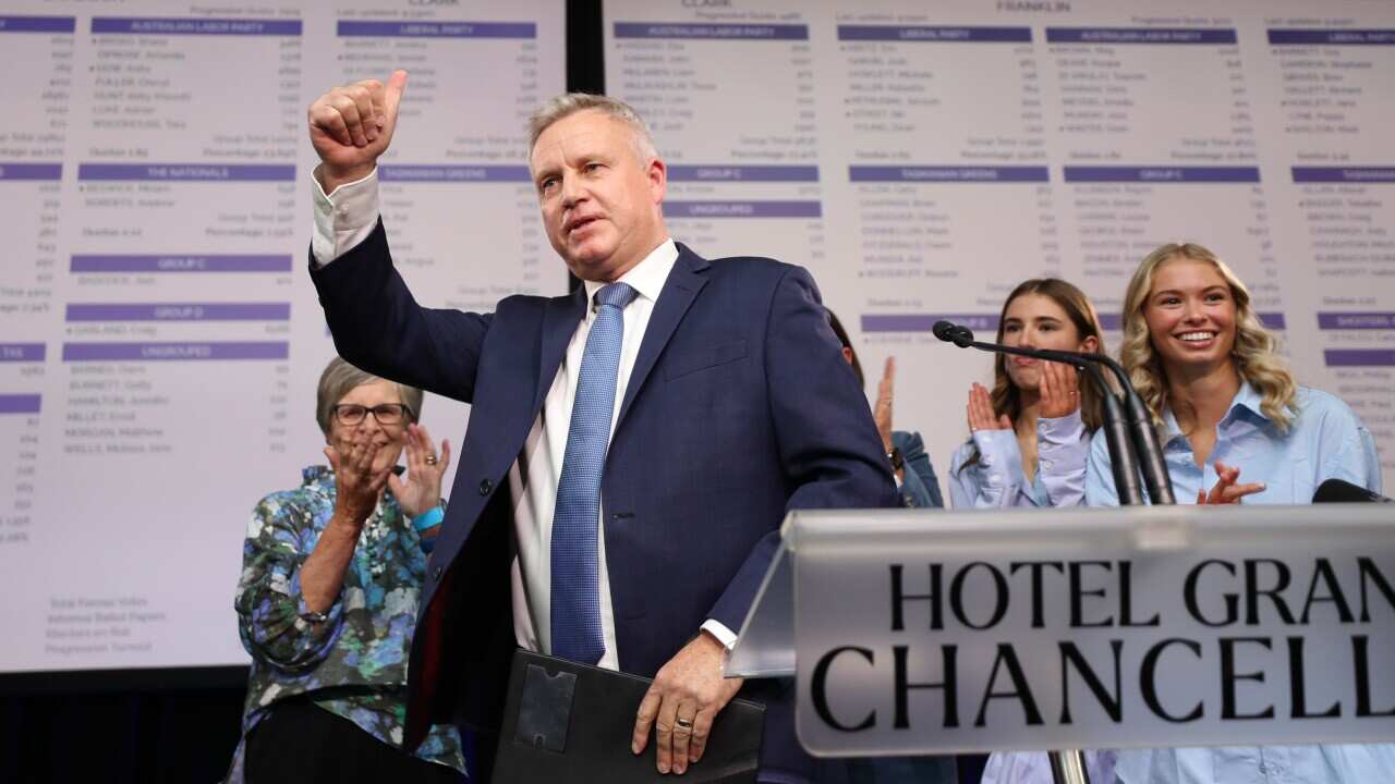 Tasmanian Liberal leader Jeremy Rockliff at the Tally Room, Hobart, Saturday, July 19, 2025.