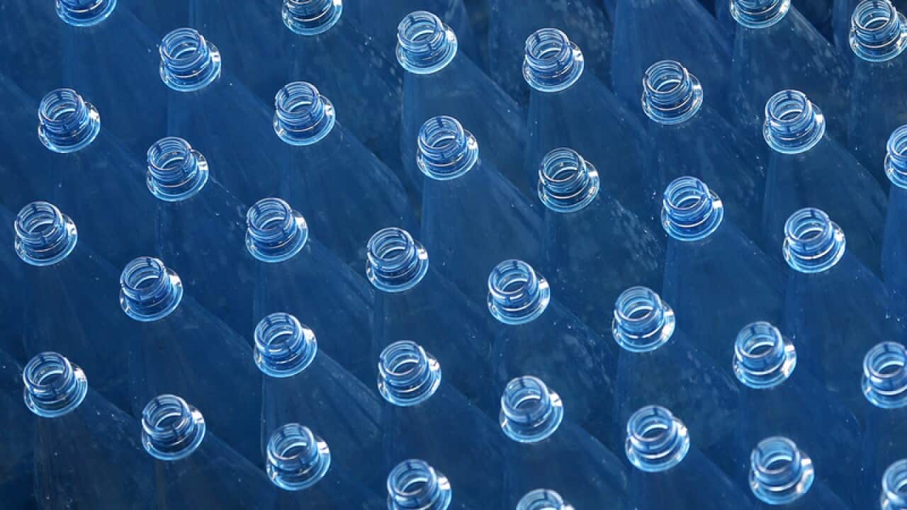 Plastic bottles at a factory