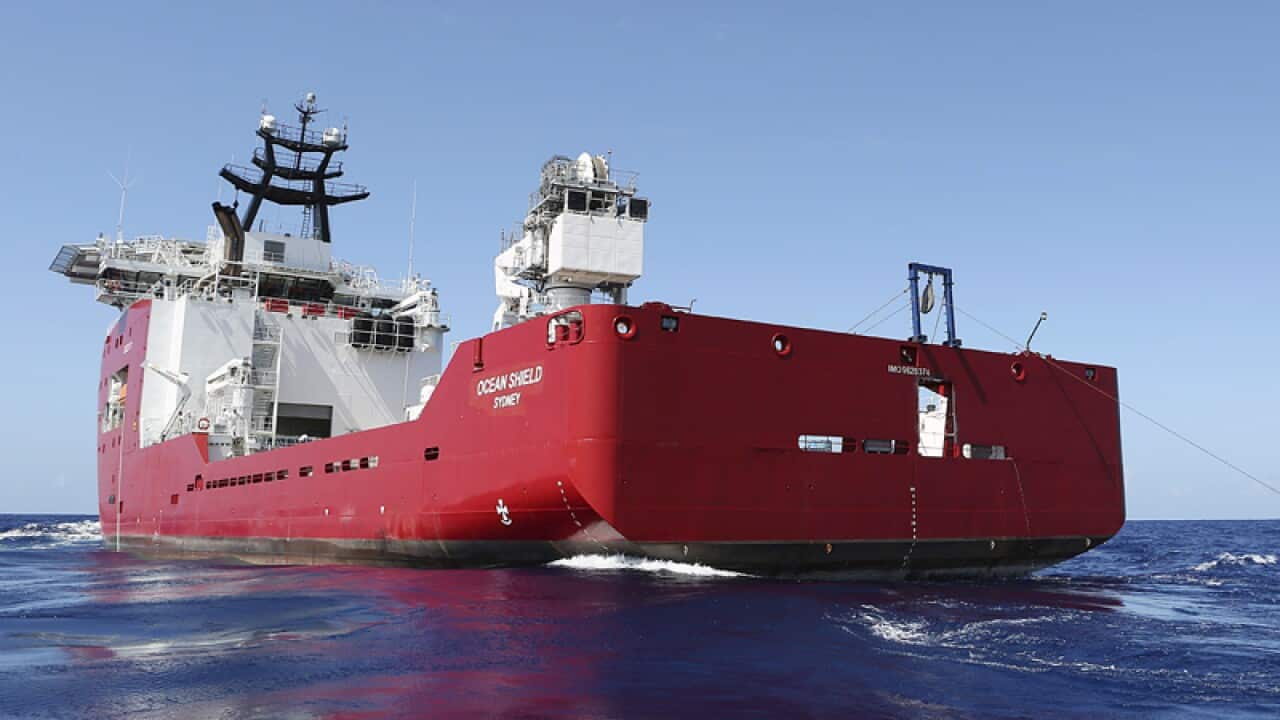 Australian navy vessel Ocean Shield searches for MH370