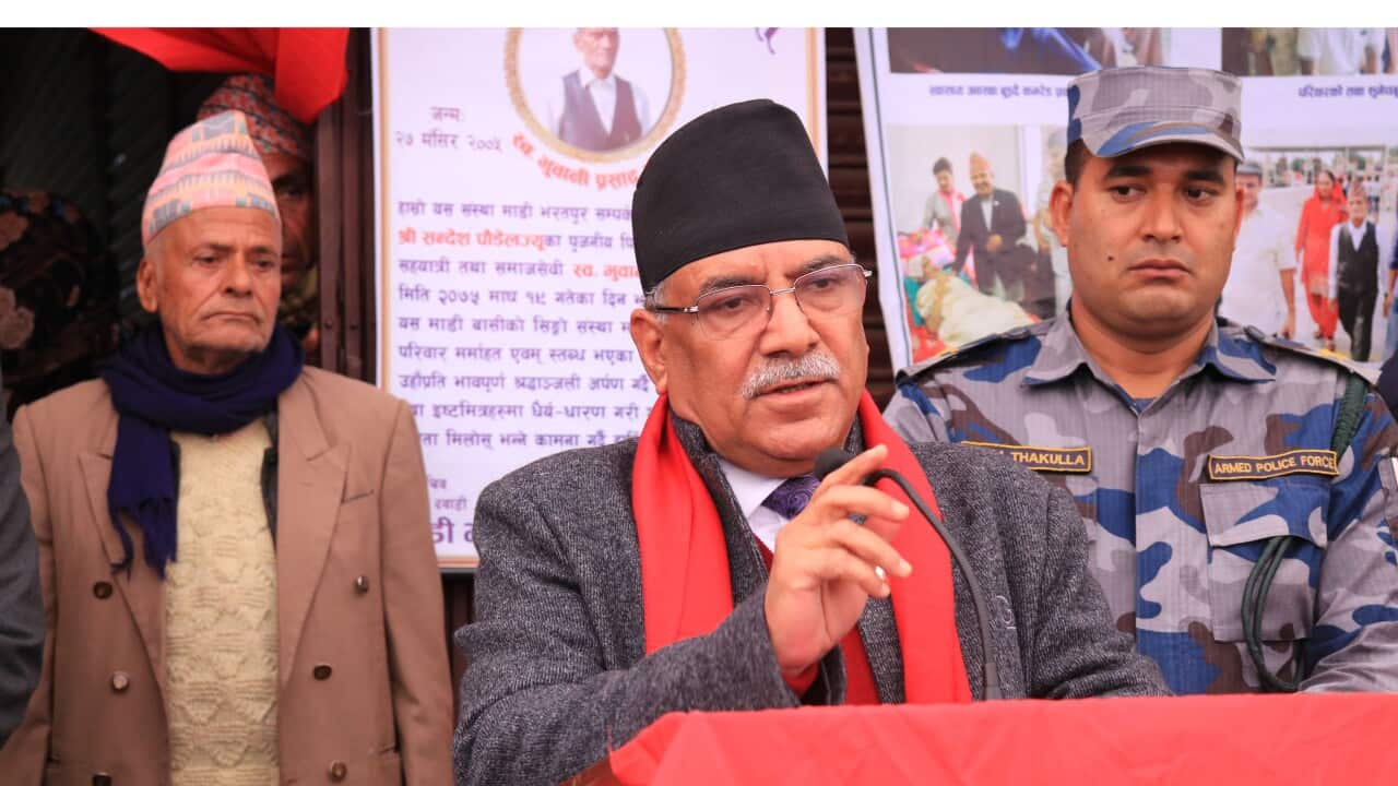 Prachanda speaking in Bharatpur.