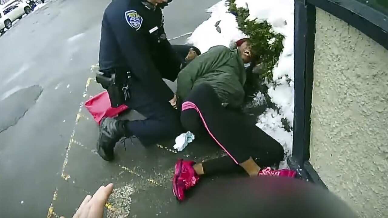 A still from the body camera video released by the Rochester New York Police Department