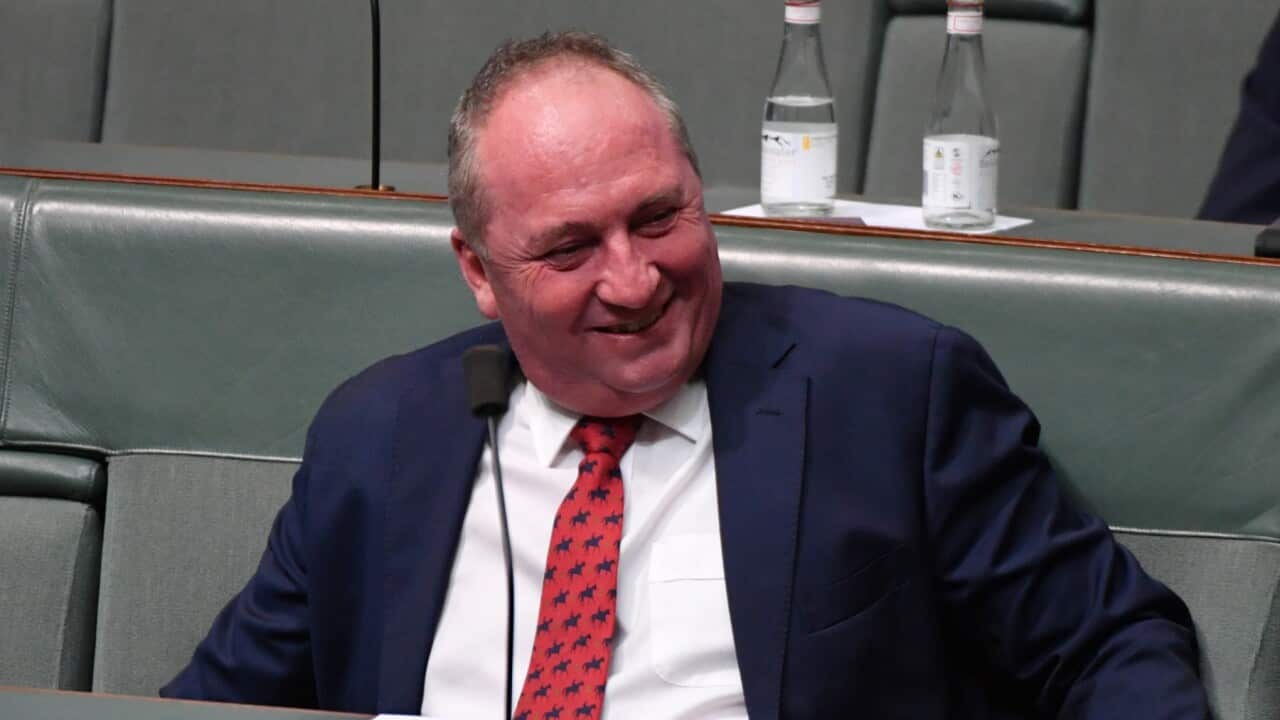 Nationals member for New England Barnaby Joyce during Question Time in the House of Representatives at Parliament House in Canberra, Monday, June 21, 2021. (AAP Image/Mick Tsikas) NO ARCHIVING
