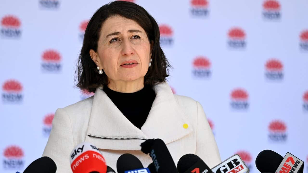 NSW Premier Gladys Berejiklian speaks to the media during a COVID-19 press conference in Sydney.