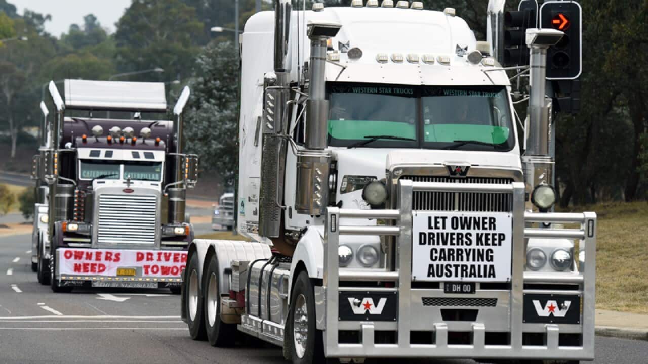 Trucks circle Parliament House
