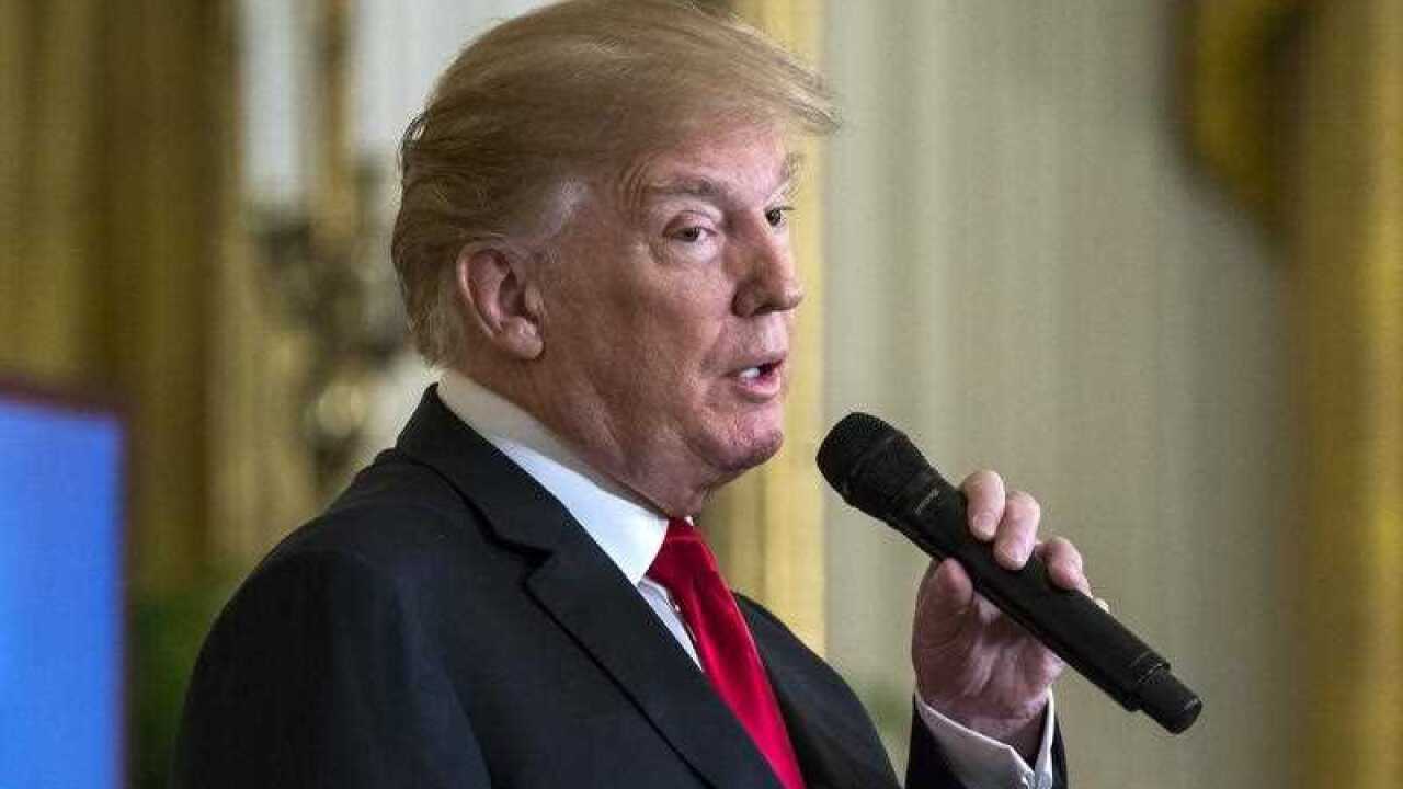 President Trump speaks briefly at an opioid summit in the East Room of the White House in Washington, DC, USA.
