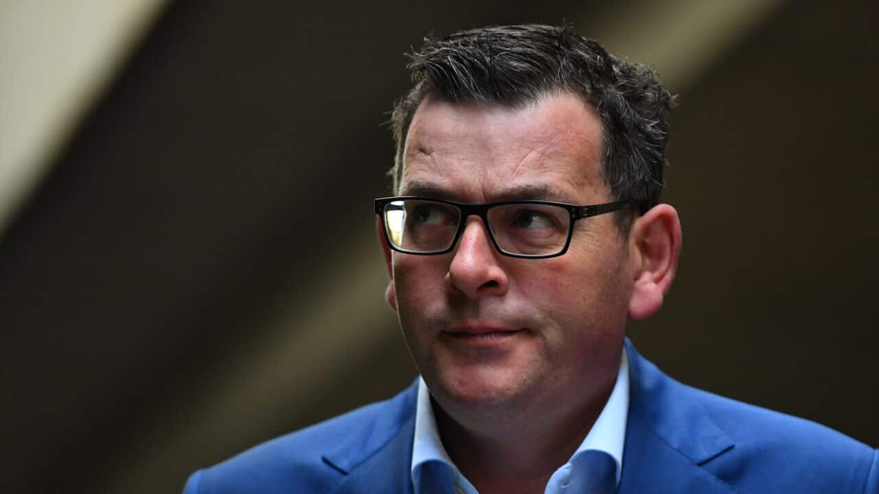 Victorian Premier Daniel Andrews arrives to a press conference in Melbourne, Thursday, July 16, 2020. Victoria has recorded 317 new Coronavirus cases overnight. (AAP Image/James Ross) NO ARCHIVING