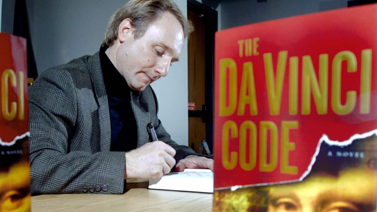 Author Dan Brown during a book signing at the Exeter Public Library in Exeter, N.H. on May 13, 2003.