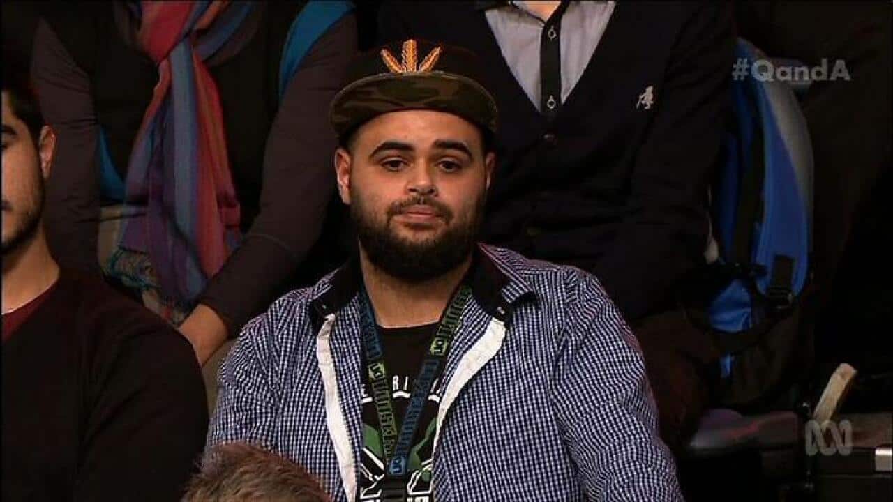 Zaky Mallah appears in ABC TV's Q&A audience. (AAP)