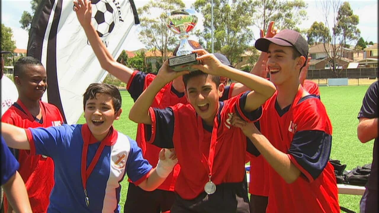 Celebrations at the trophy ceremony at Football United's latest event