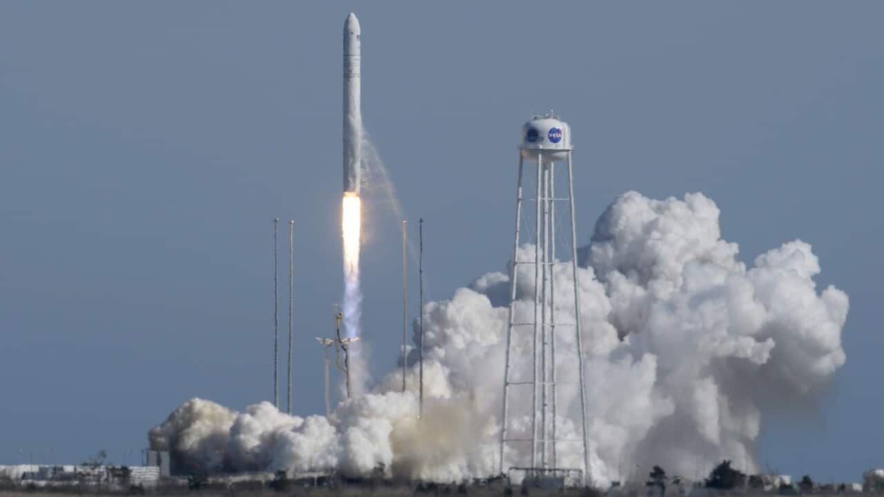 A NASA rocket launches from Pad-0A, at NASA's Wallops Flight Facility in Virginia, USA.