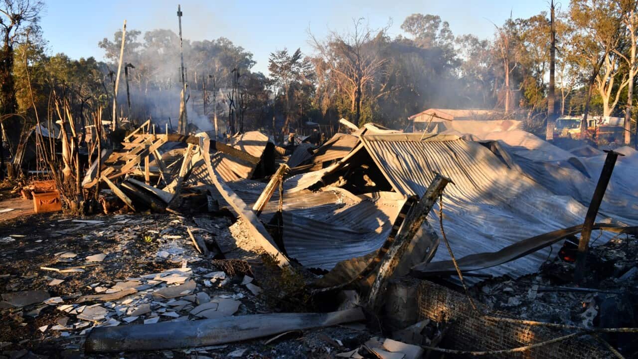 remains of houses destroyed by fire