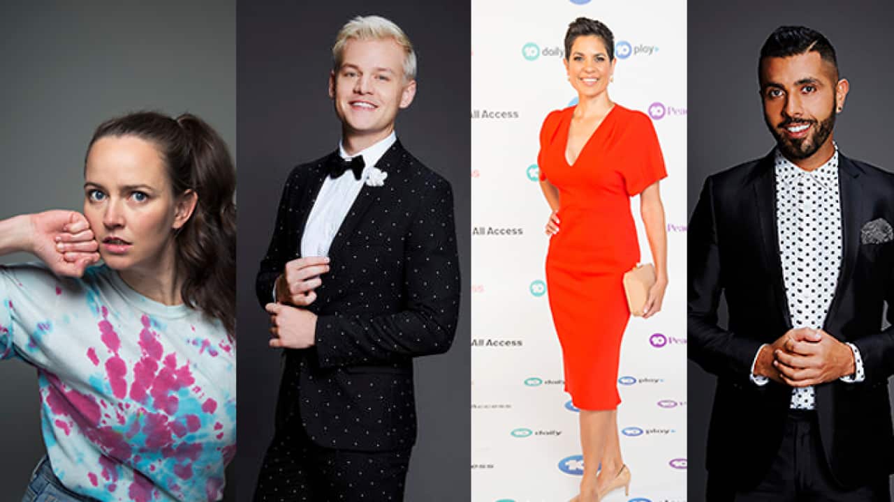 The hosts for SBS's 2019 Mardi Gras coverage. (SBS)