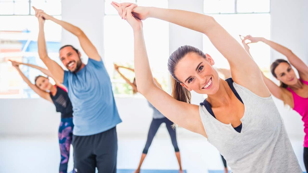 People in yoga class