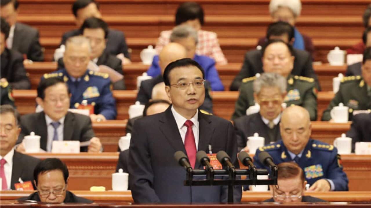 China Premier Li Ke Qiang reporting at 14th National People's Congress