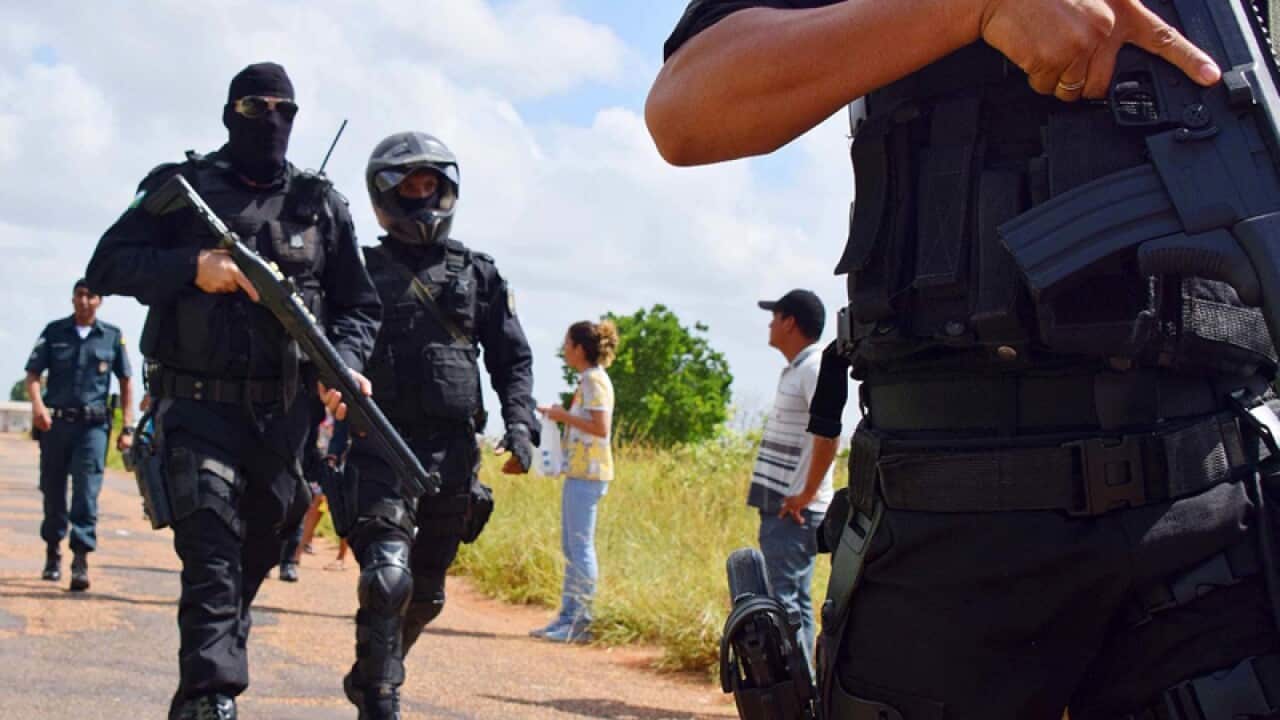 Heavily armed police officers
