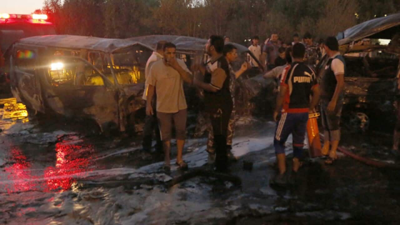 Aftermath of Iraq bomb blast.