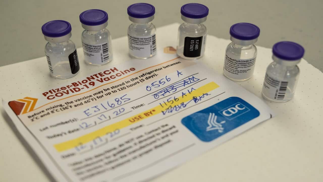Vials of the Pfizer-BioNTech coronavirus disease (COVID-19) vaccine