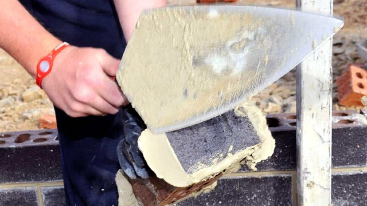 A bricklayer at work in Canberra
