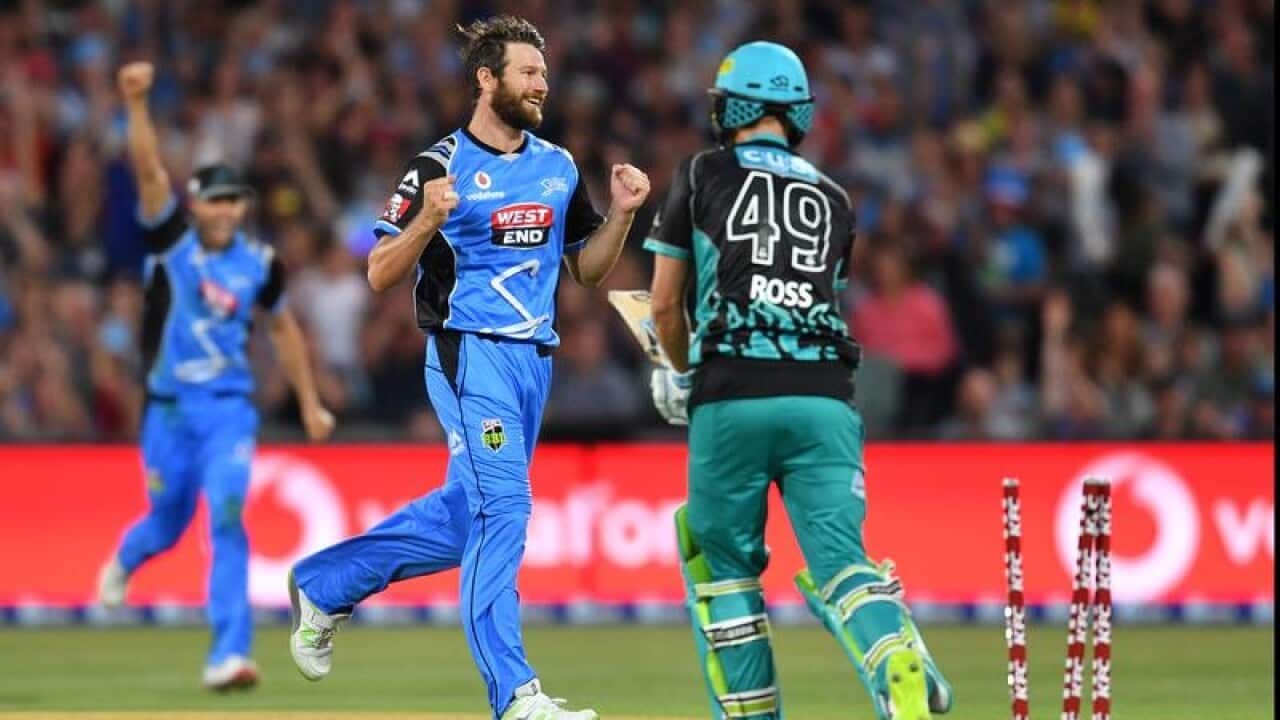 Michael Neser celebrates after taking a wicket