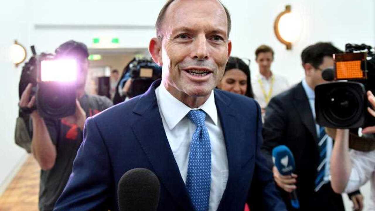File image of Former prime minister Tony Abbott at a press conference at Parliament House in Canberra.