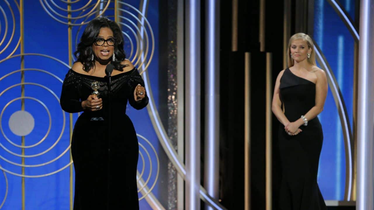 La star della TV statunitense durante la cerimonia dei Golden Globe