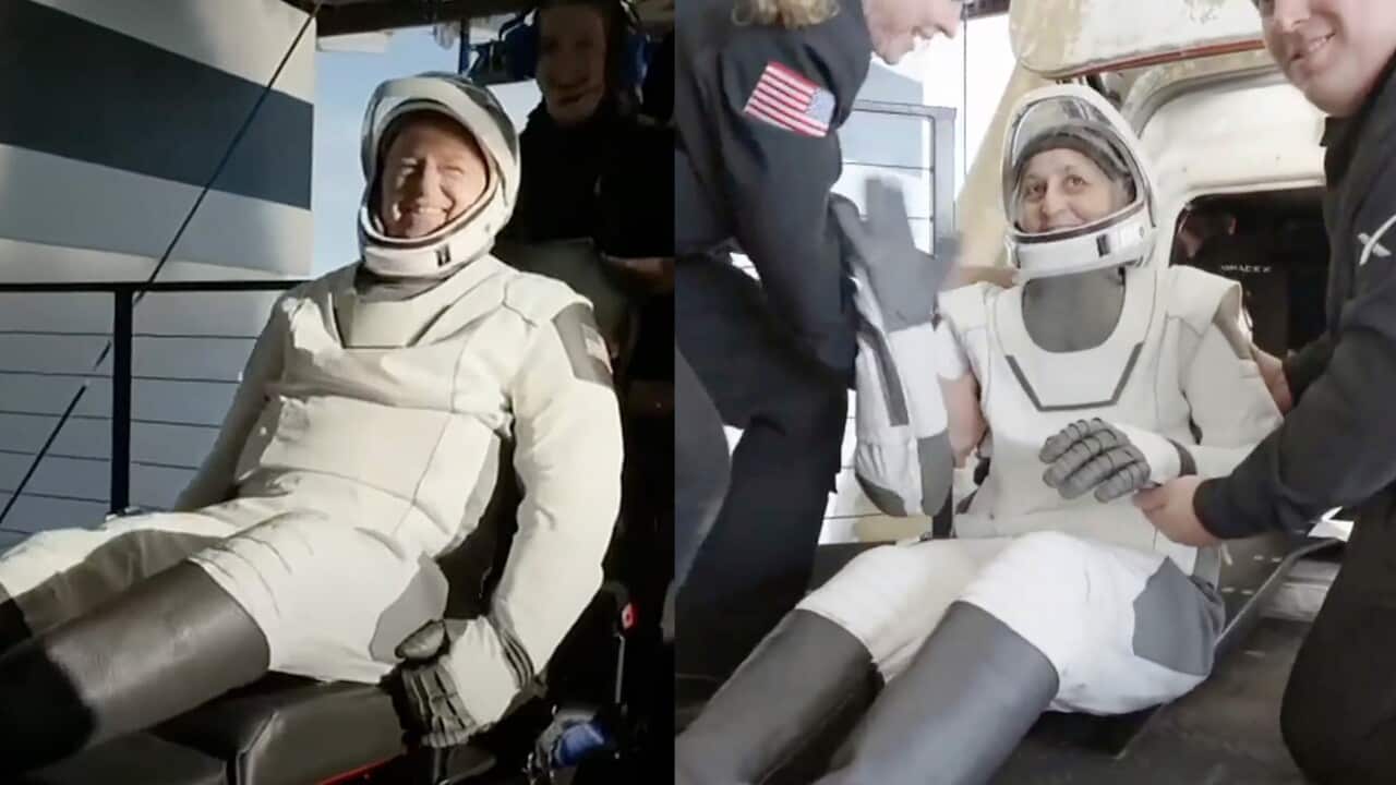 Two astronauts that have just returned from space
