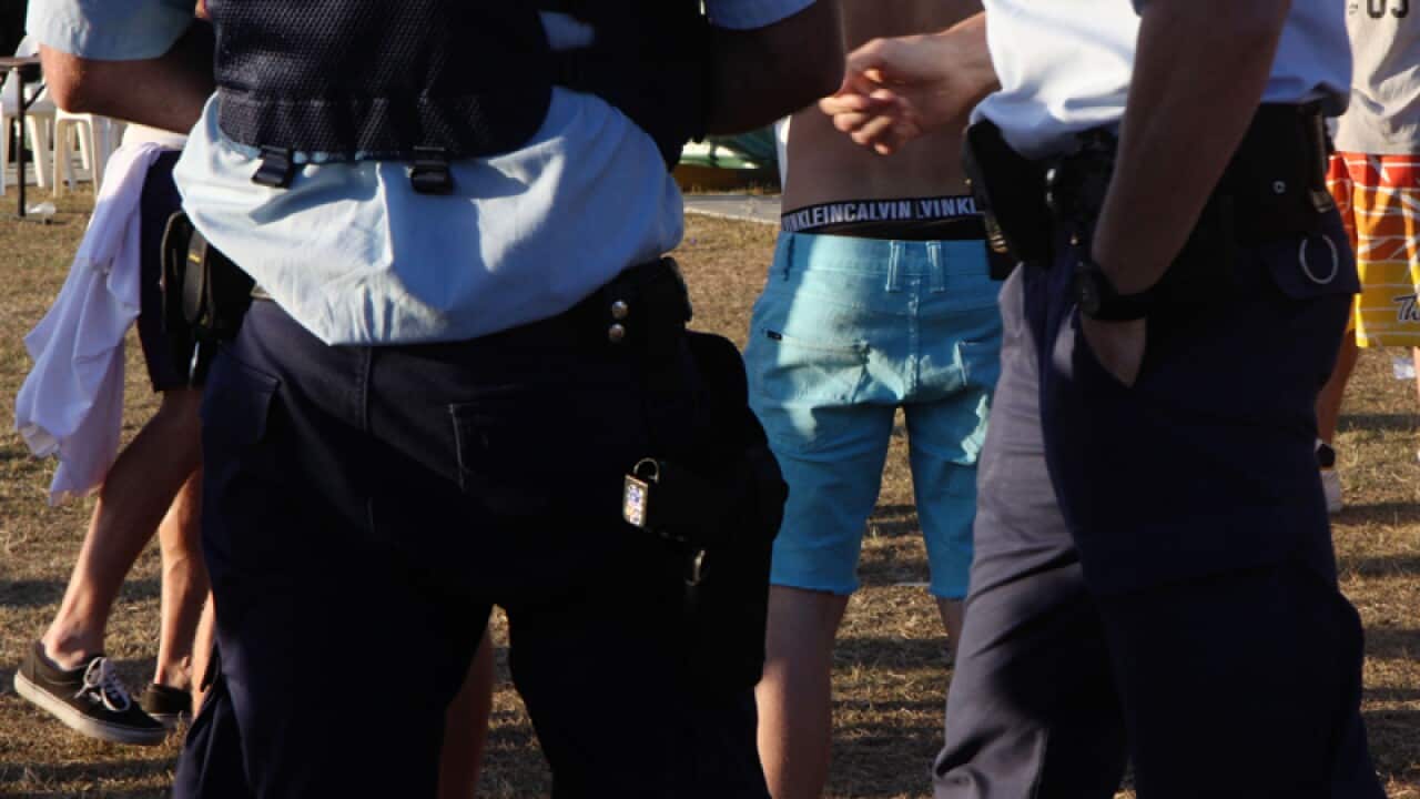 Police patrol a music festival in Sydney