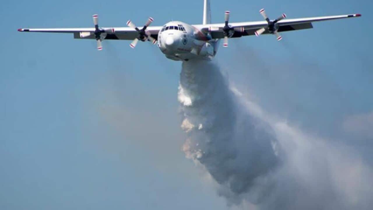 The water bombing aircraft L-100 Hercules