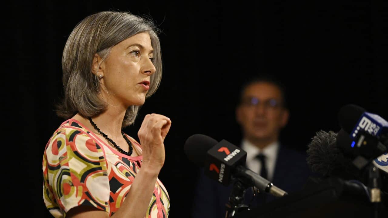South Australia's chief public health officer Nicola Spurrier speaks to the media at the State Administration centre in Adelaide on Thursday.