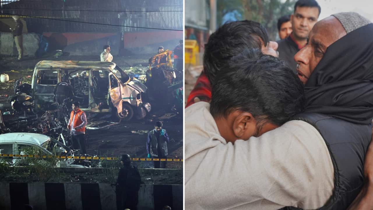 Delhi car blast aftermath composite