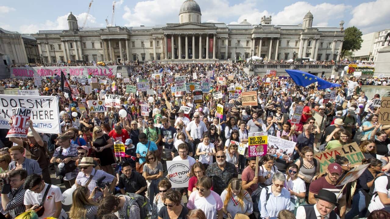 Tens of thousands of people part in the protest.