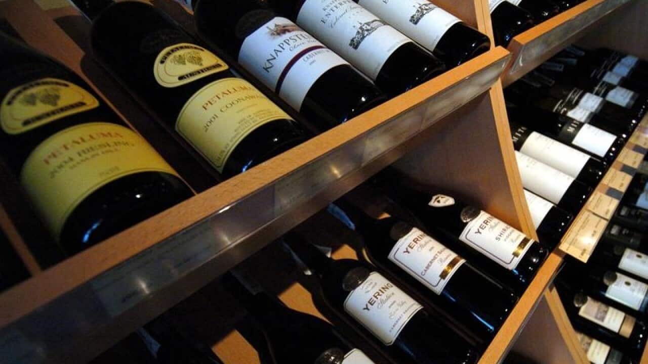 Wine for sale on a shelf