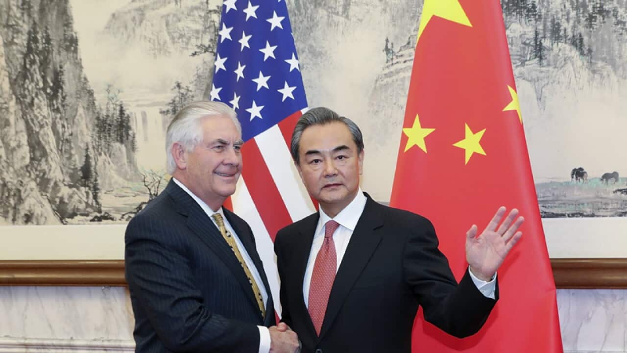 Chinese Foreign Minister Wang Yi, US Secretary of State Rex Tillerson