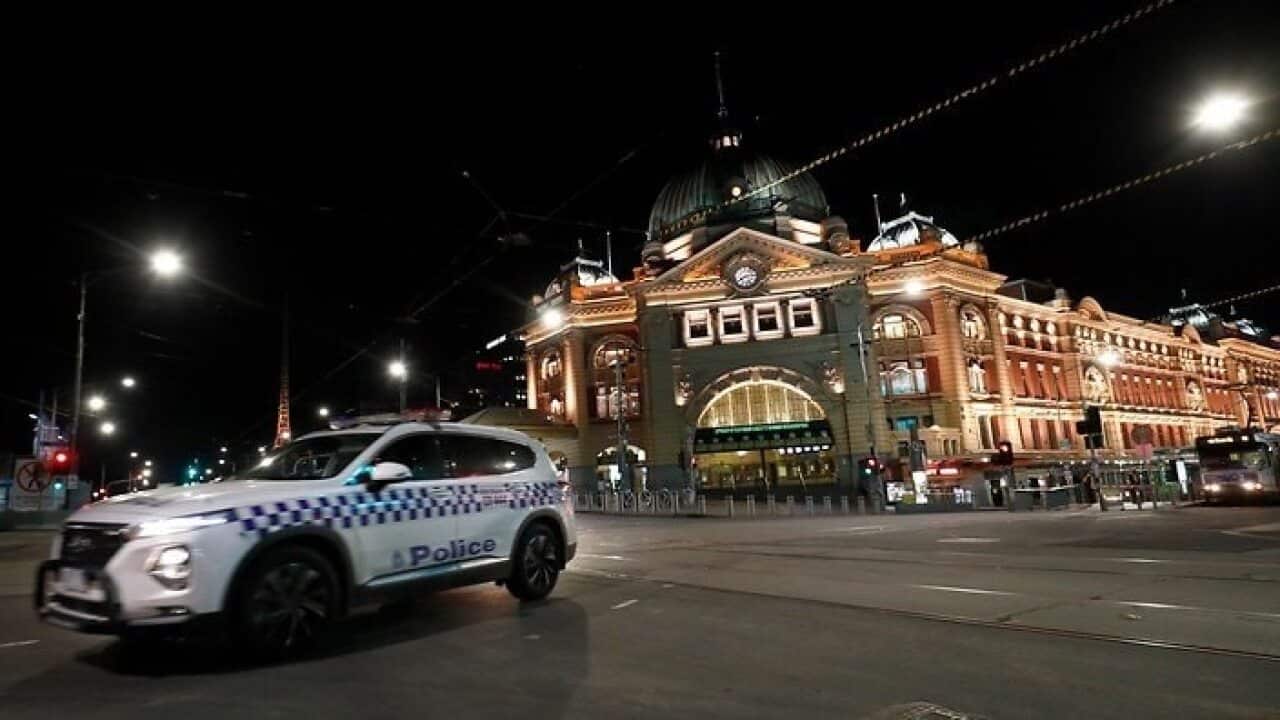 With an 8pm curfew still in place, Melbourne's streets are now deserted after dark.