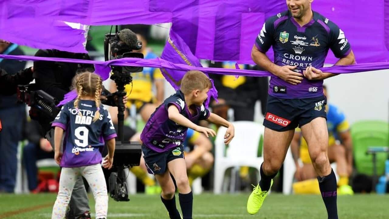 Cameron Smith of the Storm as he runs out for his 356th game.