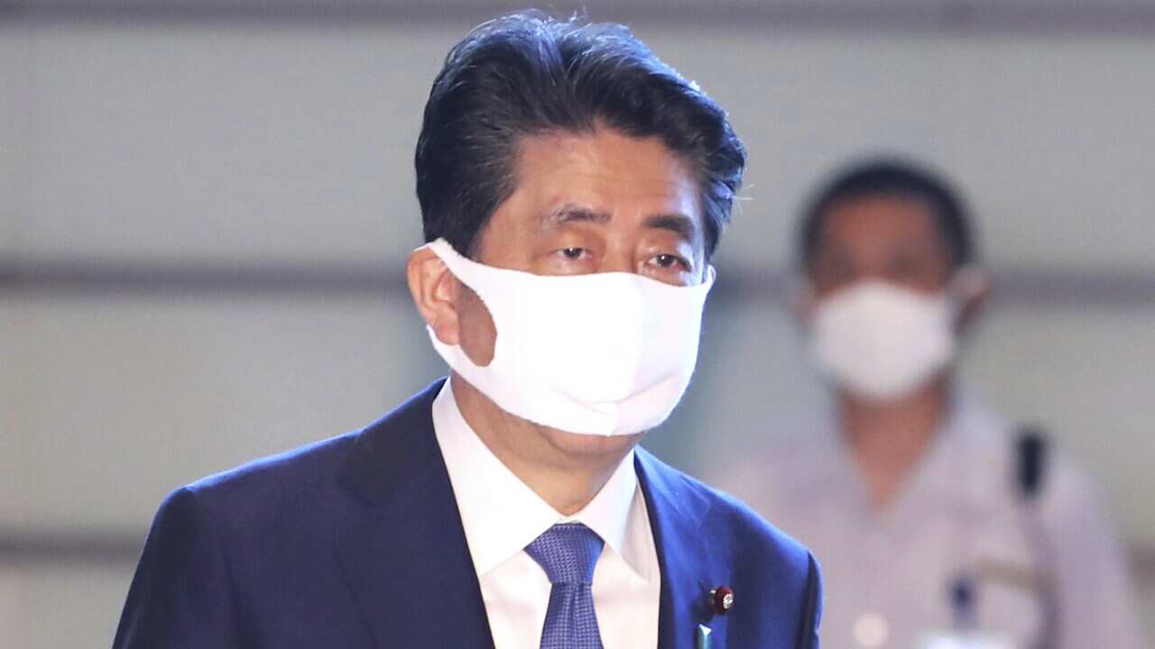 Japanese Prime Minister Shinzo Abe arrives at his office on Friday.