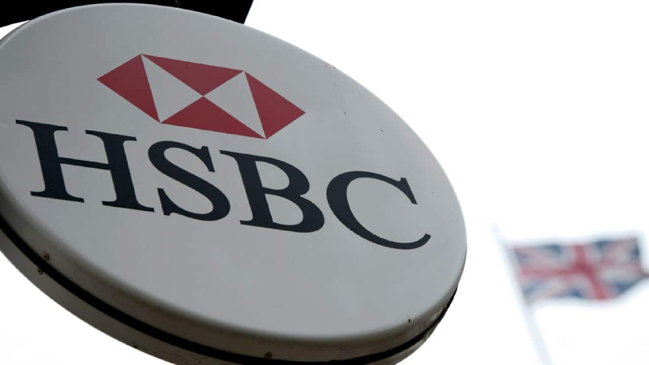 A sign outside a HSBC bank in London
