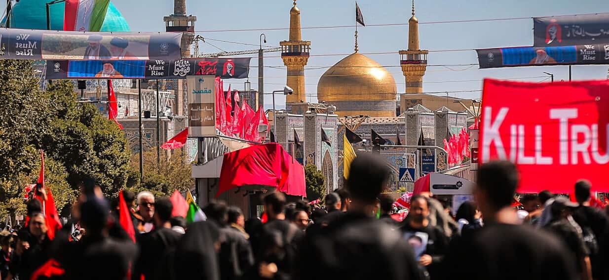 Body of slain Iranian supreme leader arrives at Shi'ite shrine as crowds chant 'Kill Trump'