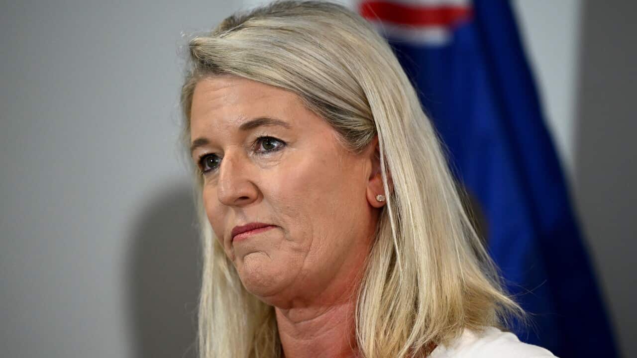 NSW Police Minister Yasmin Catley speaks to media during a press conference.