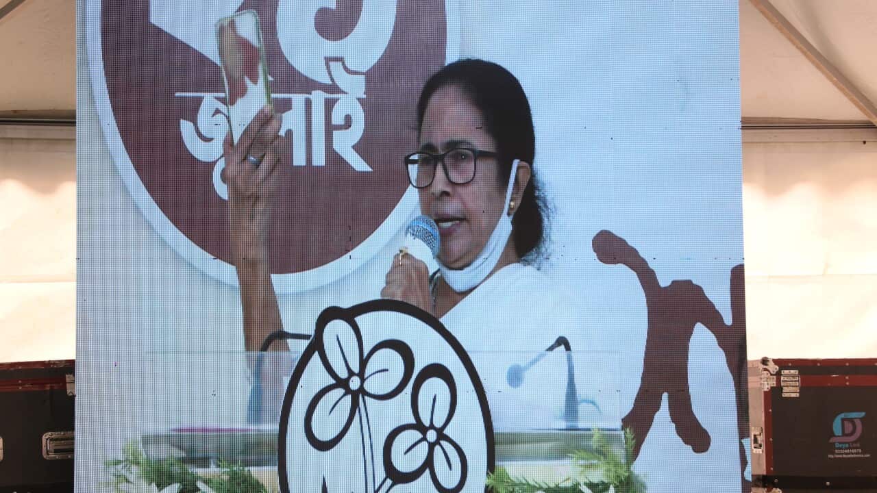 Trinamool Congress Supremo and Chief Minister of West Bengal Mamata Banerjee delivers her speech virtually on Martyrs' Day, remembering 13 party members who died on 21st July 1993, at Shyambazar in Kolkata. Unlike other Martyrs Day rally on July 21, which