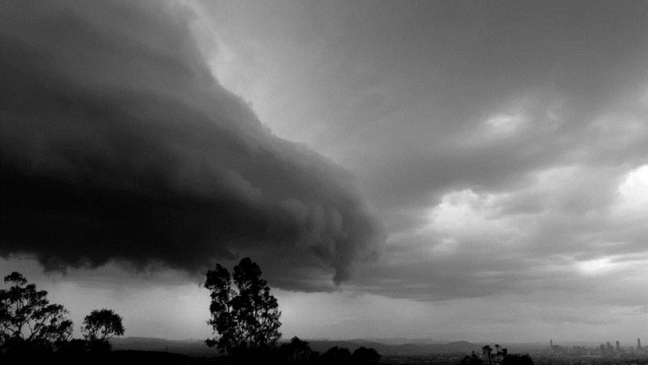 Storm clouds roll over Brisbane