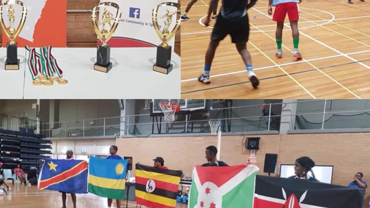 Photos show trophies, a soccer game in progress and countries represented during last Saturday's games at Liverpool.