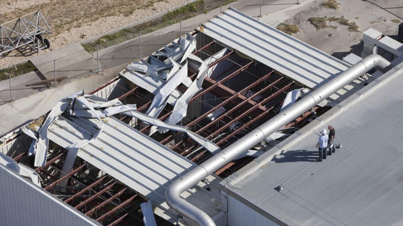 damage to a support building at the Kennedy Space Center in Florida