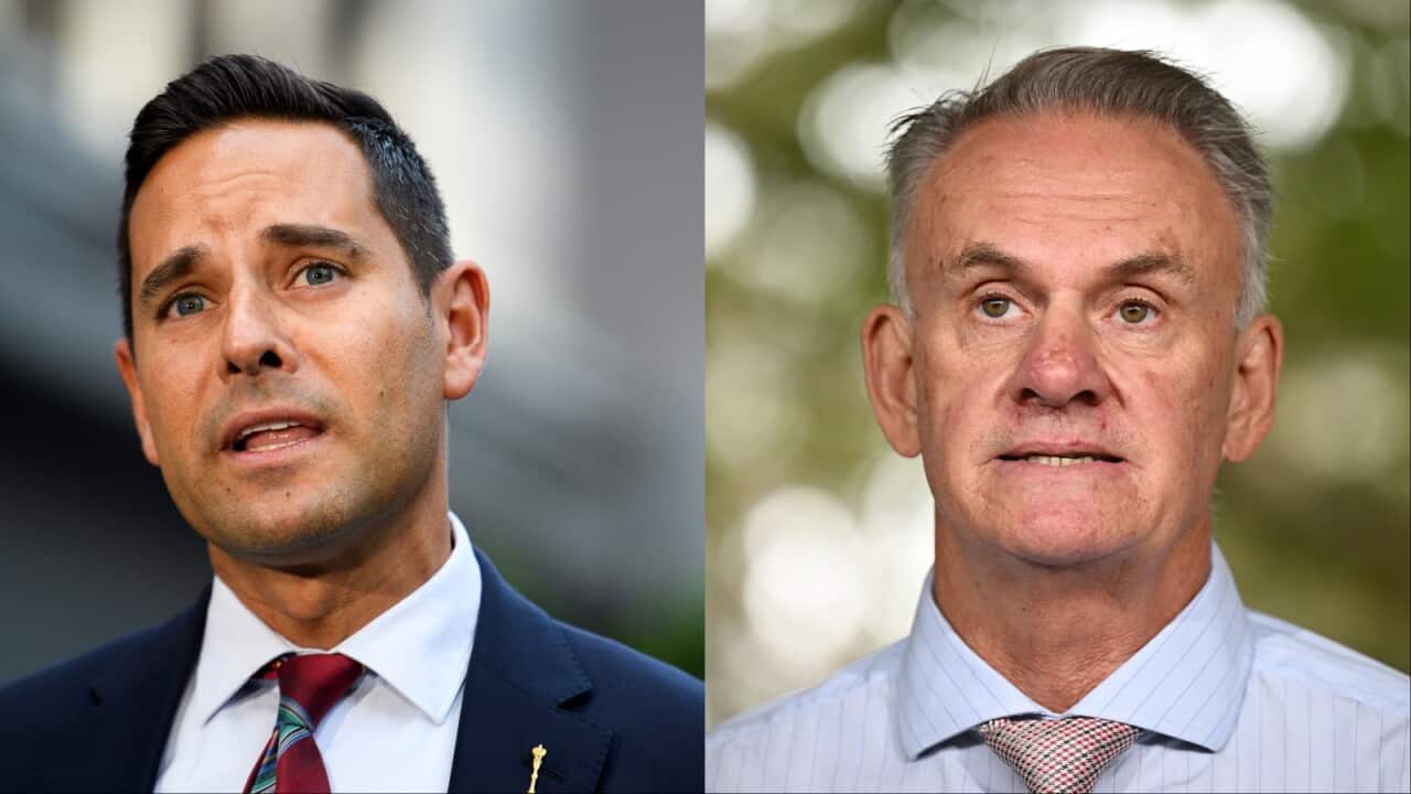 A composite image of Alex Greenwich and Mark Latham.