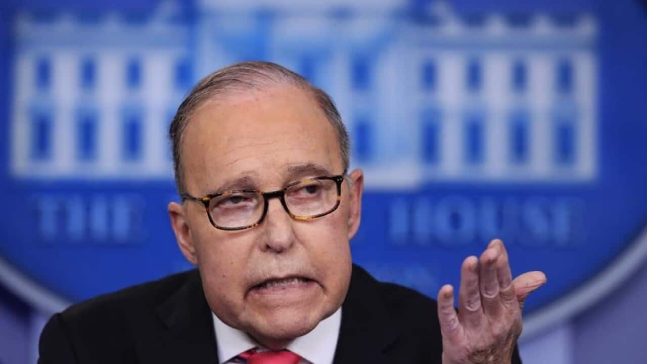 Larry Kudlow briefs the press in the White House
