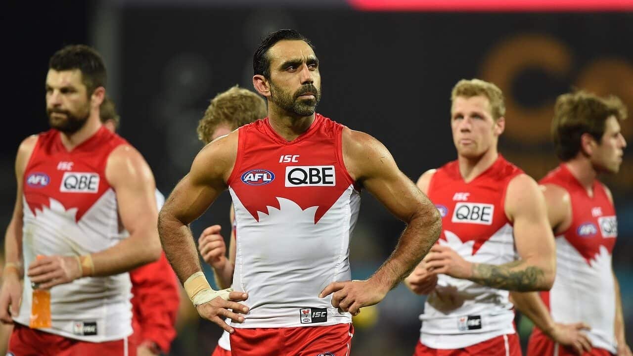 Adam Goodes at the end of a game.