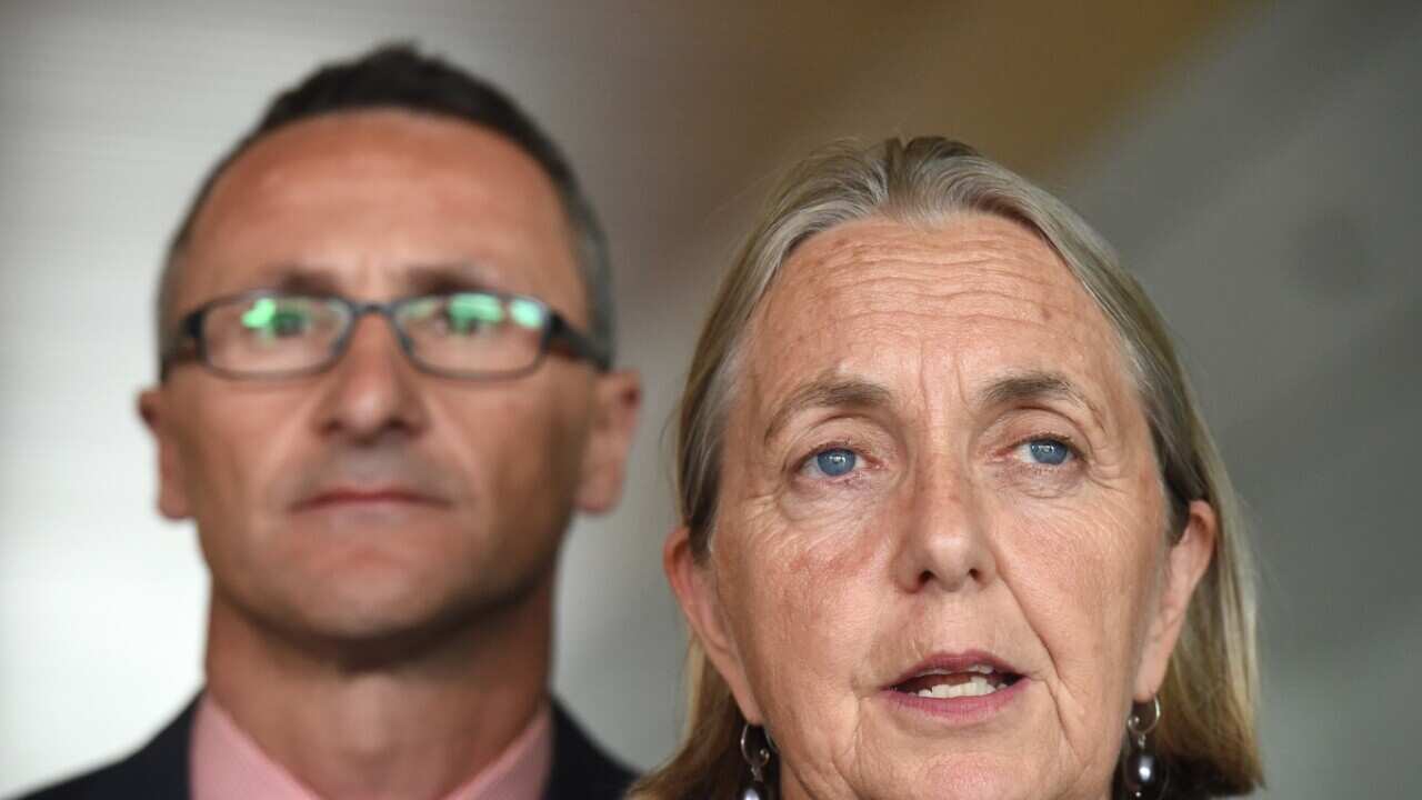 File image of Lee Rhiannon and Greens leader Richard Di Natale
