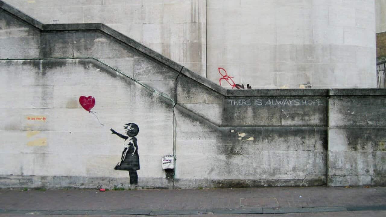 Banksy's girl with Ballon Mural